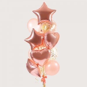 Набір гелієвих кульок рожеве-золото