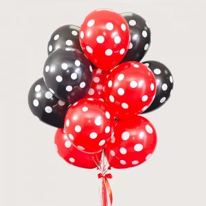 Набір гелієвих кульок "Червоно-чорно-білі в крапочки"