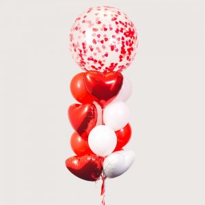 Набір гелієвих кульок "Прозорий з сердечками"