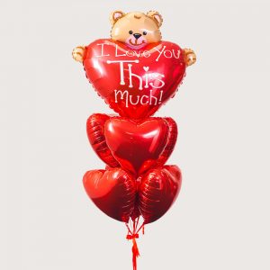 Набір гелієвих кульок "Серце-ведмедик"