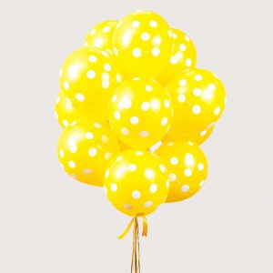 Набір гелієвих кульок "Жовті в білий горошок"