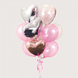 Набір гелієвих кульок "Хмаринка з рожево-срібним відтінком "