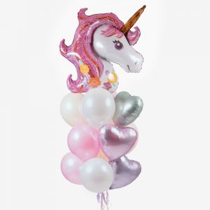 Набір гелієвих кульок "Голова єдинорога з квіточками "