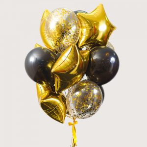 Набір гелієвих кульок "Чорний - золото в золоті"