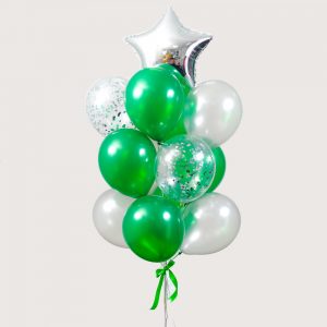 Набір гелієвих кульок "Срібно-зелених відтінках"