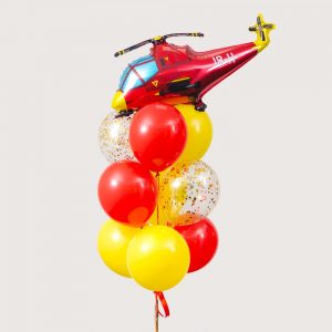 Набір гелієвих кульок "Військовий червоний гелікоптер"