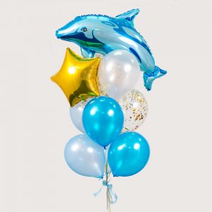 Набір гелієвих кульок "Синьо-блакитний дельфін"