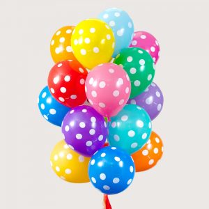 Набір гелієвих кульок "Різнокольорові кульки в білку крапочку"
