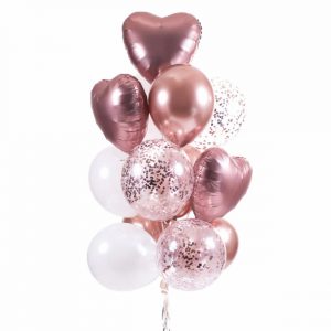 Набір гелієвих кульок "Рожеве золото в білих відтінках"