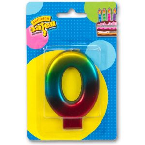 Свічка 8см - Веселка "0"