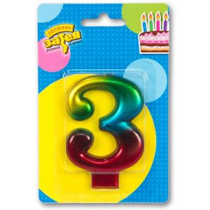 Свічка 8см - Веселка "3"