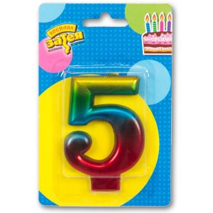 Свічка 8см - Веселка "5"