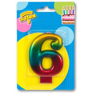 Свічка 8см - Веселка "6"