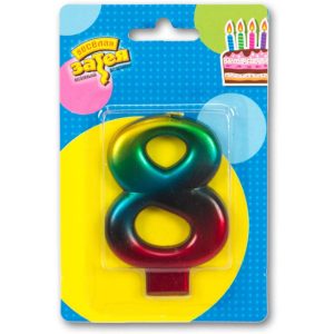 Свічка 8см - Веселка "8"