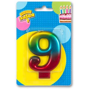 Свічка 8см - Веселка "9"