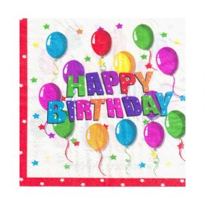 Серветки святкові паперові Happy Birthday кульки