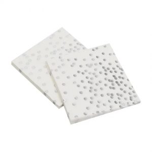 Серветки святкові паперові білі в срібну крапочку