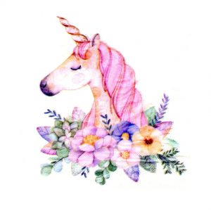 Серветки святкові паперові золотим Єдиноріг з квіточками