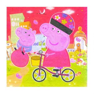 Серветки святкові паперові рожеві Свинка Пеппа
