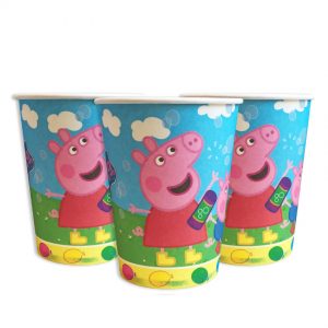 Стаканчики одноразові тематичні паперові блакитні Свинка Пеппа