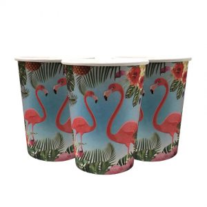 Стаканчики одноразові тематичні паперові  Фламінго