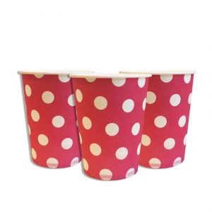 Стаканчики одноразові паперові рожеві В білий горошок