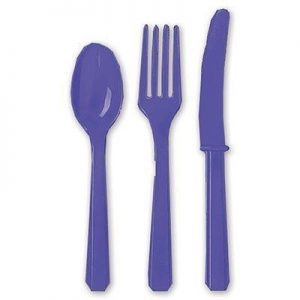 Столові прибори пластикові фіолетові
