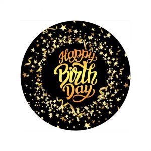 Тарілки одноразові паперові  Happy Birthday чорні з зірочками