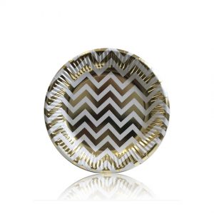 Тарілки одноразові паперові Золотий зігзаг