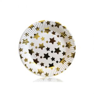 Тарілки одноразові паперові Золоті зірочки