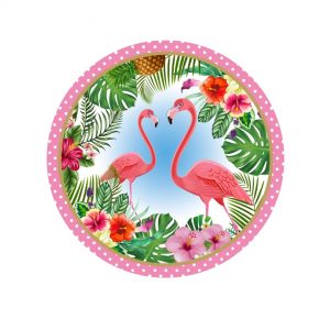 Тарілки одноразові тематичні паперові Фламінго