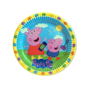 Тарілки одноразові тематичні паперові блакитна Свинка Пеппа