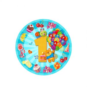 Тарілки одноразові тематичні паперові блакитні 1 - рік