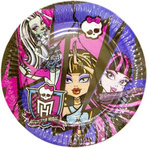 Тарілки одноразові тематичні паперові Монстер Хай