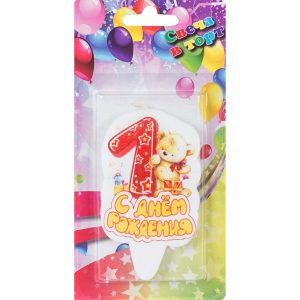 Свічка 8см - з Ведмедиком "1"