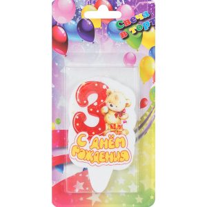 Свічка 8см - з Ведмедиком "3"