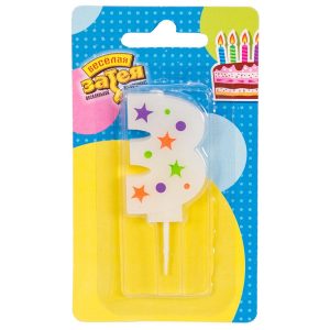 Свічка 5см - з Зірочками "3"