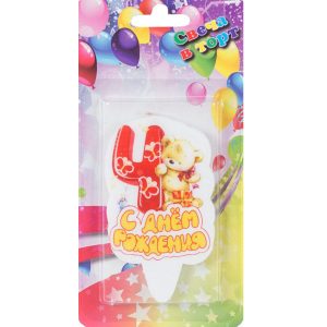 Свічка 8см - з Ведмедиком "4"