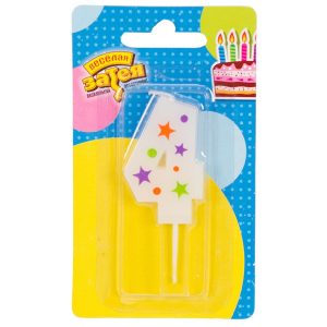 Свічка 5см - з Зірочками "4"