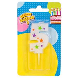 Свічка 5см - з Зірочками "5"