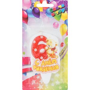 Свічка 8см - з Ведмедиком "6"