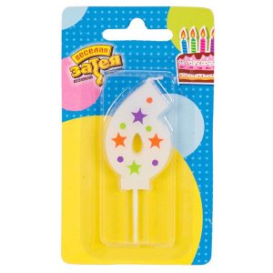 Свічка 5см - з Зірочками "6"