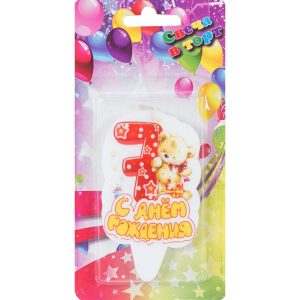 Свічка 8см - з Ведмедиком "7"