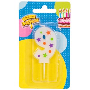 Свічка 5см - з Зірочками "9"