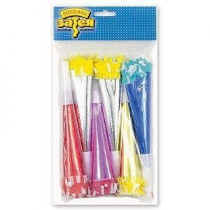 Горн фольгований з бахромою 6шт