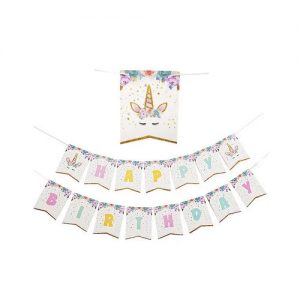 Паперова гірлянда  Happy Birthday Єдиноріг