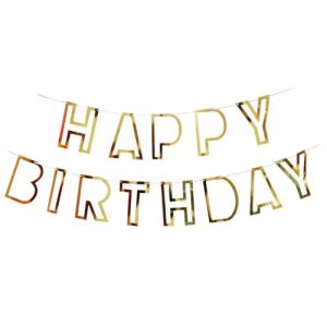 Паперова гірлянда  Happy Birthday порожниста золото