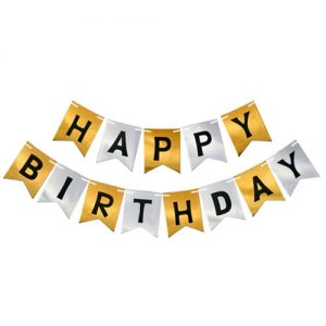Паперова гірлянда  Happy Birthday - срібло золото