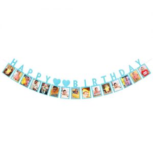 Паперова фото - гірлянда  Happy Birthday блакитна