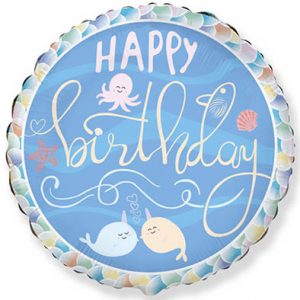 Круг Happy Birthday "Нарвал" друзі блакитний Fl